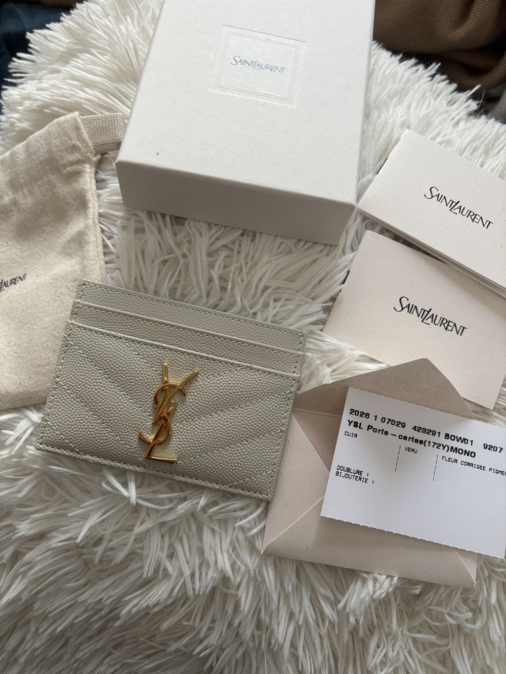Saint Laurent Cassandre Matelasse card holder with gold YSL emblem